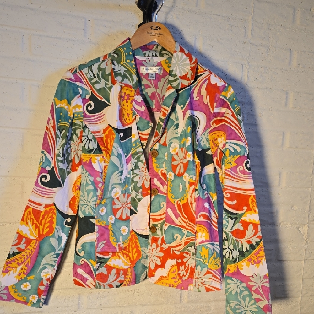 Coldwater Creek Multicolor Floral Jean Jacket